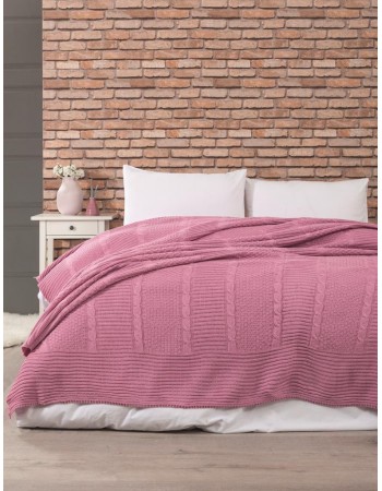 Плед-покрывало вязаное Belizza 220*240 Pink