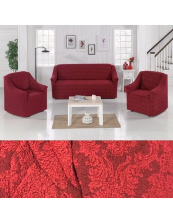 Набор чехлов на комплект диван и 2 кресла NT (бордовый)