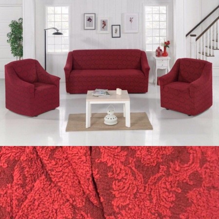 Набор чехлов на комплект диван и 2 кресла NT (бордовый)