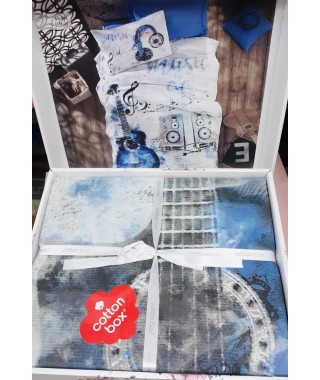 Постельное белье Cotton box, 160*220,  Guitar Mavi