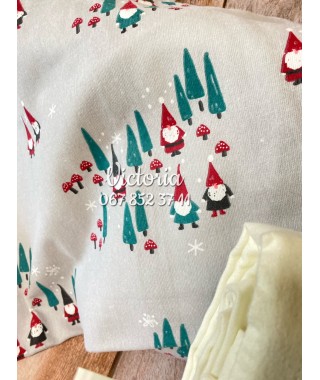 Байковое полуторное постельное белье Cotton Collection Gnomes-Ivory
