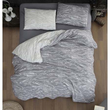 Байковое постельное белье First Choice Larnell grey, размер евро