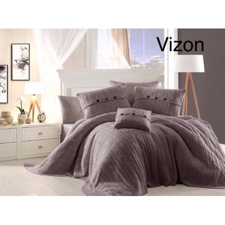 Постельное белье First choice Nirvana двуспальное евро с вязанным покрывалом Vizon