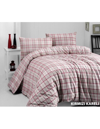 Байковое постельное белье Cotton Collection Kirmizi kareli