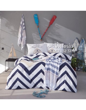 Комплект постельного белья Istanbul Yacht&Marine евро в наборе с двумя полотенцами пештемаль Hampton Beach