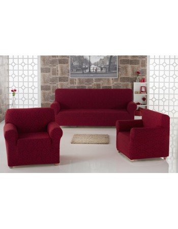 Набор чехлов на трёхместный диван и 2 кресла Karna MILANO (бордо) 