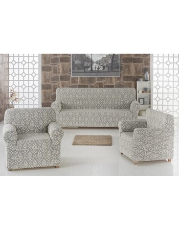Набор чехлов на трёхместный диван и 2 кресла Karna MILANO (светло-серый)
