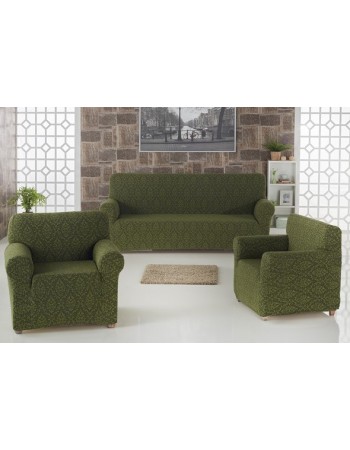 Набор чехлов на трёхместный диван и 2 кресла Karna MILANO (оливковый)