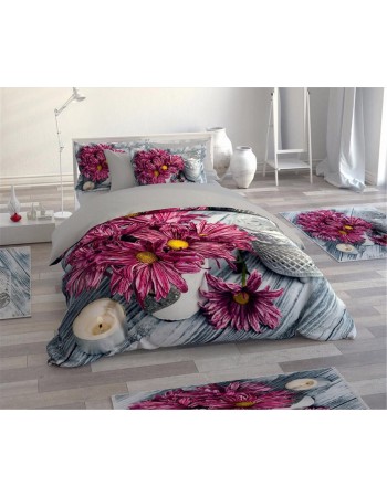 Постельное белье + набор ковриков Le Jardin 3D Daisy