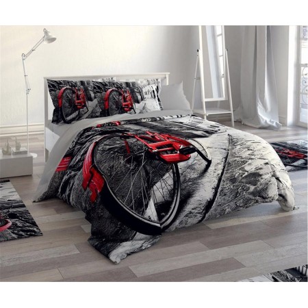 Постельное белье + набор ковриков Le Jardin 3D Grey