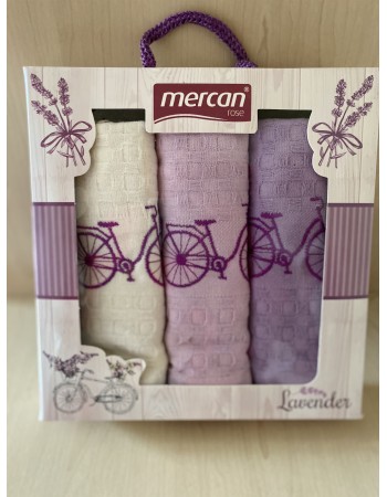Набор вафельных полотенец Mercan Lavender Bike 45*65 3 шт