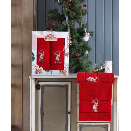 Подарочный набор из двух полотенец Лицевое + Банное Merry Christmas Red Deer