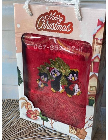 Лицевое полотенце Merry Christmas 50*90 Red Penguins