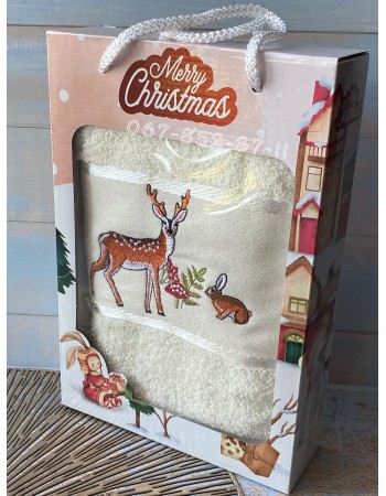 Лицевое полотенце Merry Christmas 50*90 White Deer
