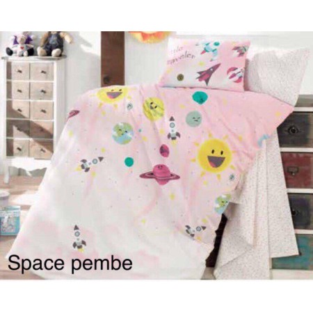 Детское постельное бельё в кроватку 100*150, Space pembe