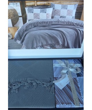 Летний набор постельного белья с бахромой Saheser Satranc sacak
