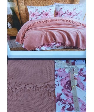 Летний набор постельного белья с бахромой Saheser Cicekler