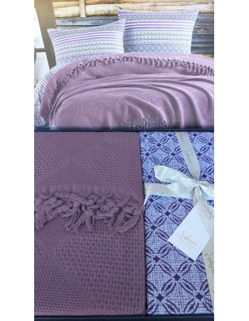 Летний набор постельного белья с бахромой Saheser Mor sacak
