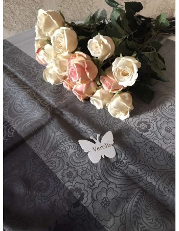 Тефлоновая тканевая непромокаемая скатерть Verolli 160*220 Grey Flower